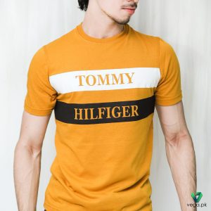 Men's T-shirts, Fabric: 100% Combed Cotton 180 GSM, Single Jersey, Color: Yellow Print on Chest, Sizes: S-XXL