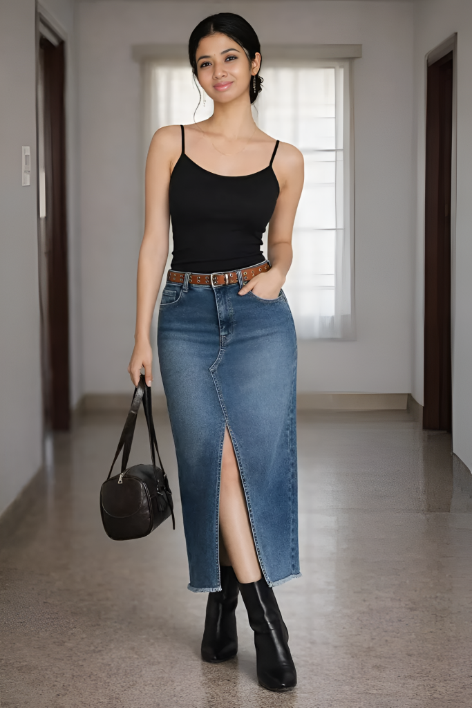 Womens Denim Maxi Skirt Export from littleBIG Fashion & Apparels, Bangladesh.