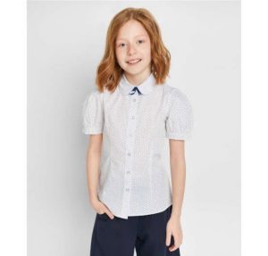 Girl's Woven Activewear Tees, Fabric: 90% Cotton x 10% polyester, Color: White, Sizes: S-XXL