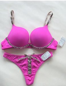 Women's Bra-Panty Set, Fabric: 10% Cotton x 10% Polyester x 80% Lycra, Color: Rose, Sizes: 28-44